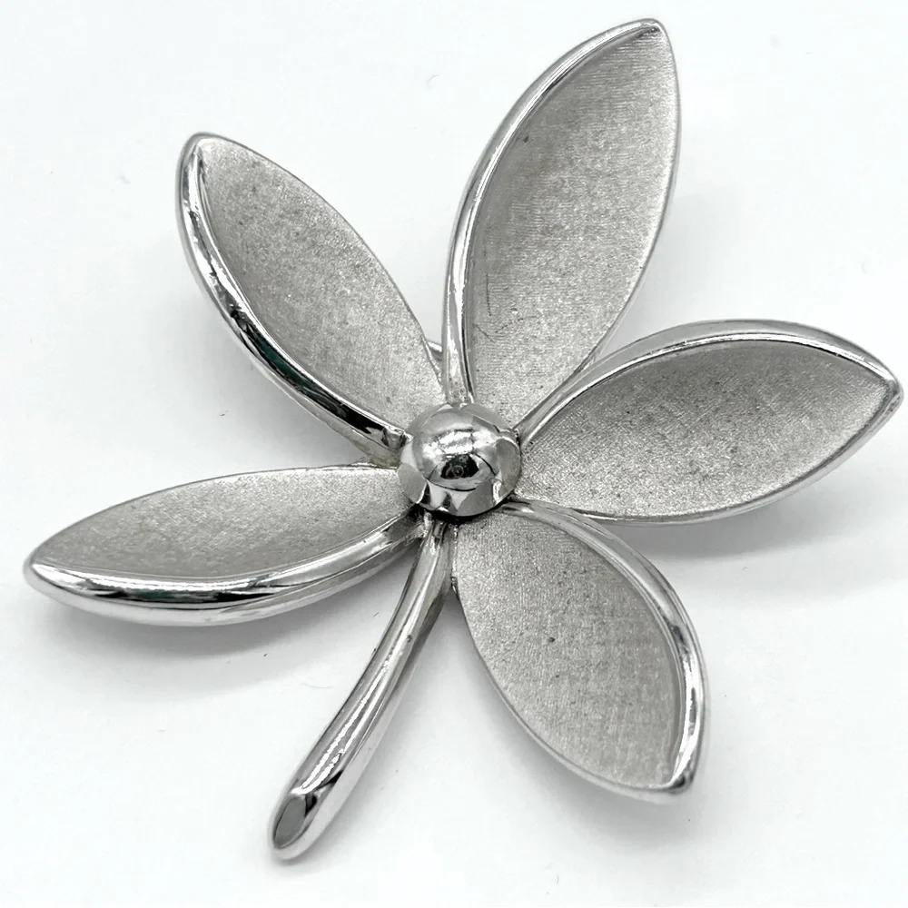 Trifari Vintage Silver Flower Brooch